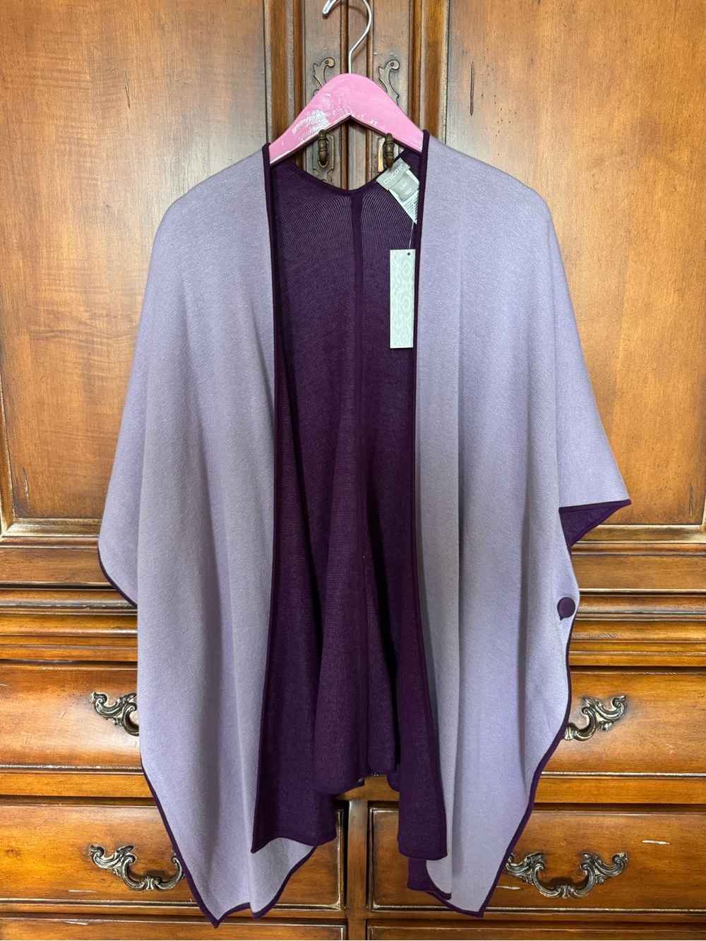 Chicos Reversible Lilac and Plum Open-Front Women's Sweater Wrap